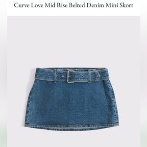 Abercrombie Mid Rise Belted Denim Mini Skort size 28